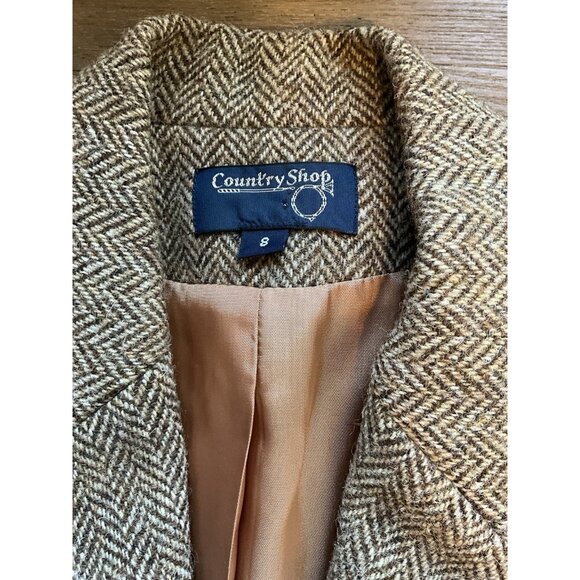 Vintage 80s Wool Tweed Elbow Patch Blazer Jacket USA Equestrian Preppy - Picture 9 of 9